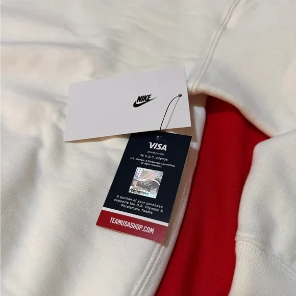 Nike Men's White Crewneck Sweater with USA Shield